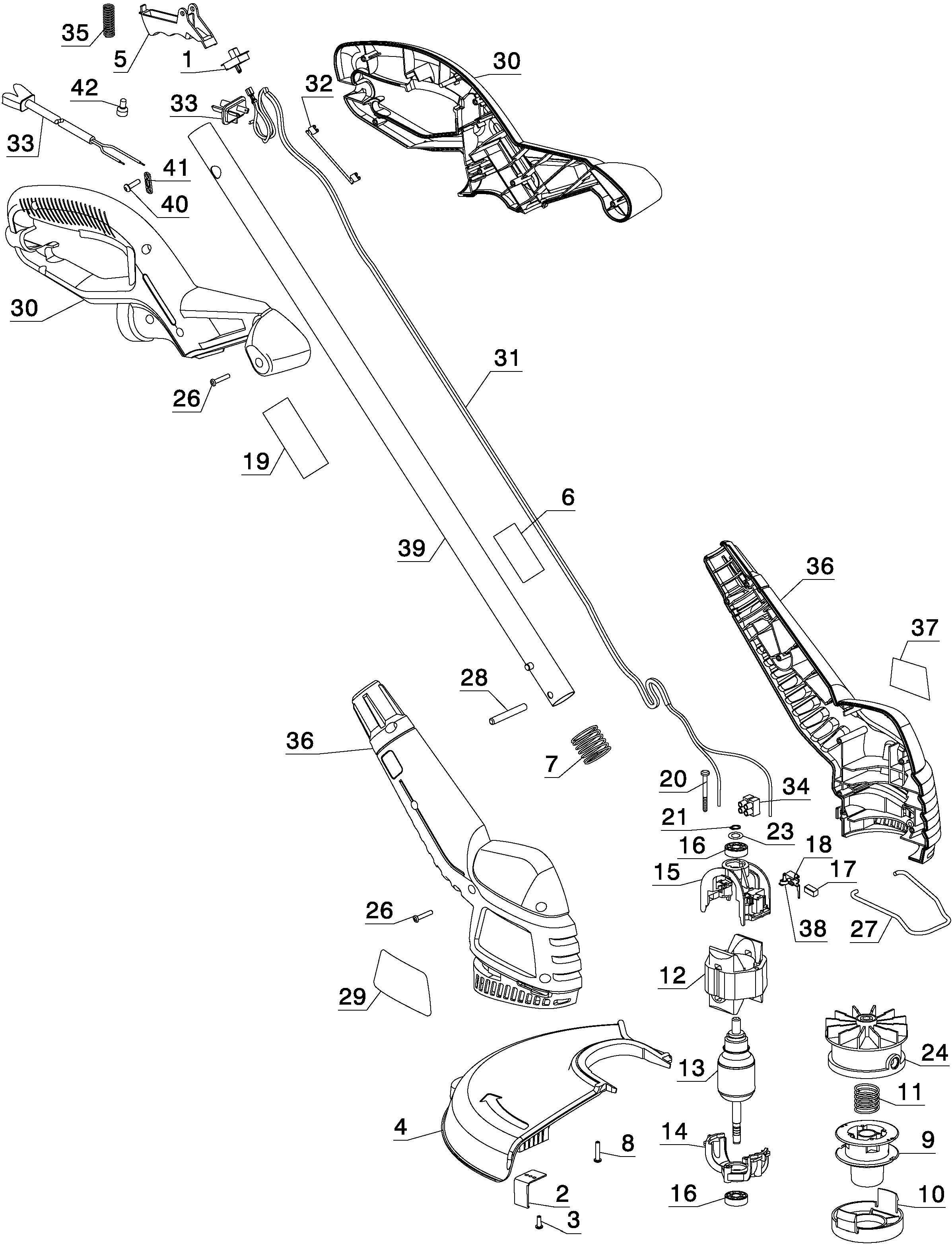 Page A Diagram and Parts List for ST4500YK-AR 1 Black and Decker Trimmer